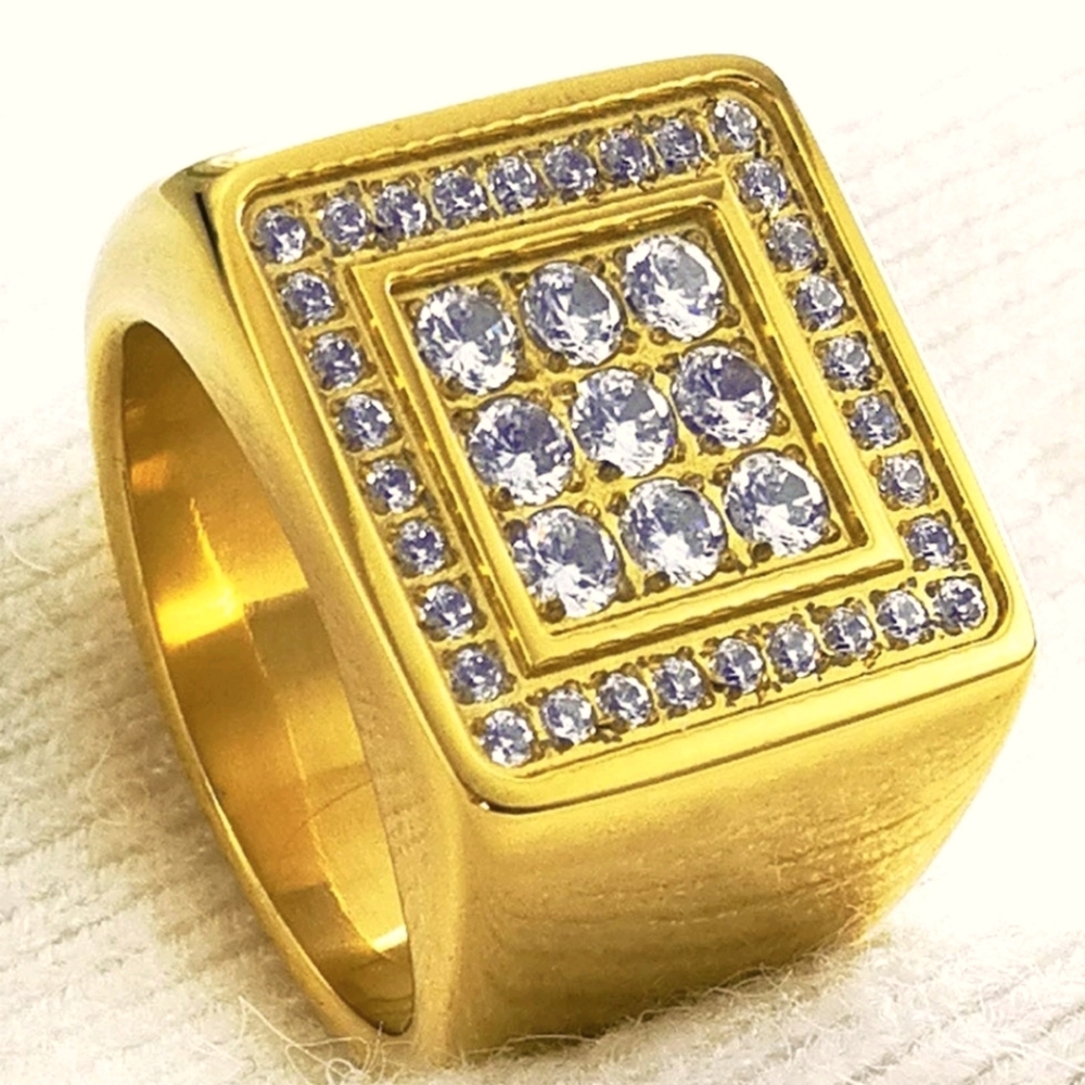 Mens 18k gold plate ring